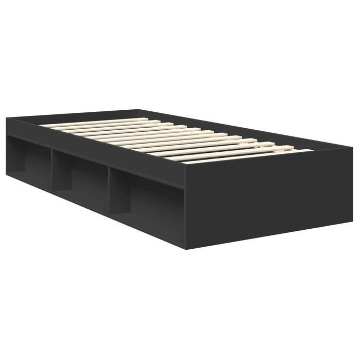 Cadru de pat cu headboard Negru 90 x 190 cm Lemn de pin masiv - WALTI WALTI