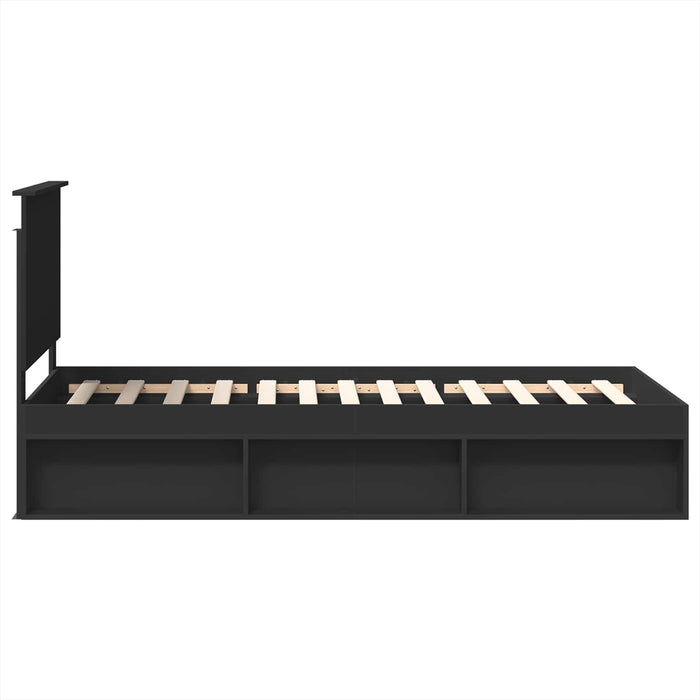 Cadru de pat cu headboard Negru 90 x 190 cm Lemn de pin masiv - WALTI WALTI