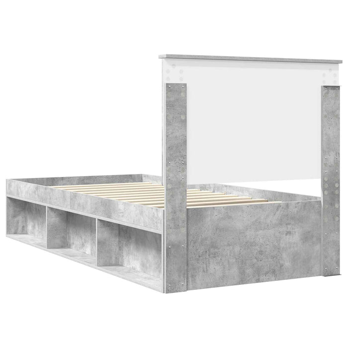 Cadru de pat Gri Concret 90 x 190 cm Lemn de pin masiv - WALTI WALTI