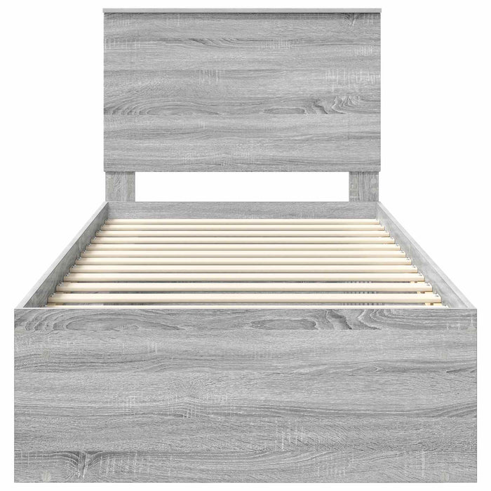Cadru de pat Gri Sonoma 90 x 190 cm Lemn de pin masiv - WALTI WALTI