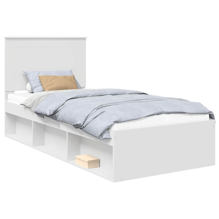 Cadru de pat cu headboard Alb 90 x 200 cm Lemn de pin masiv - WALTI WALTI