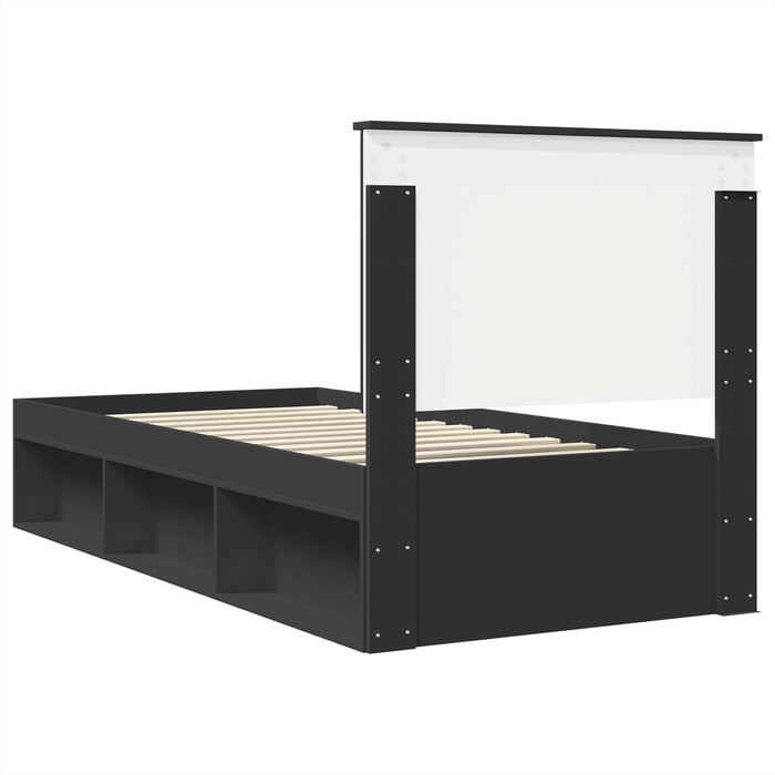 Cadru de pat cu headboard Negru 90 x 200 cm Lemn de pin masiv - WALTI WALTI