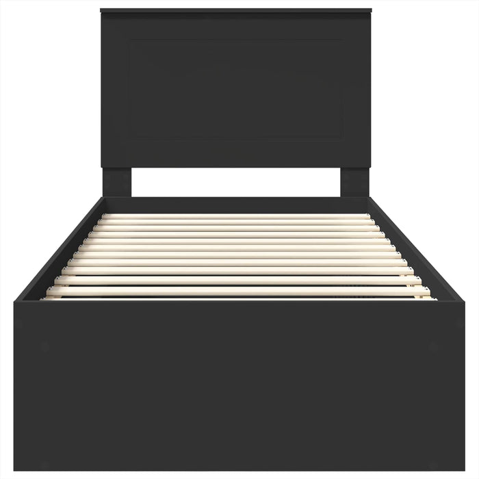 Cadru de pat cu headboard Negru 90 x 200 cm Lemn de pin masiv - WALTI WALTI