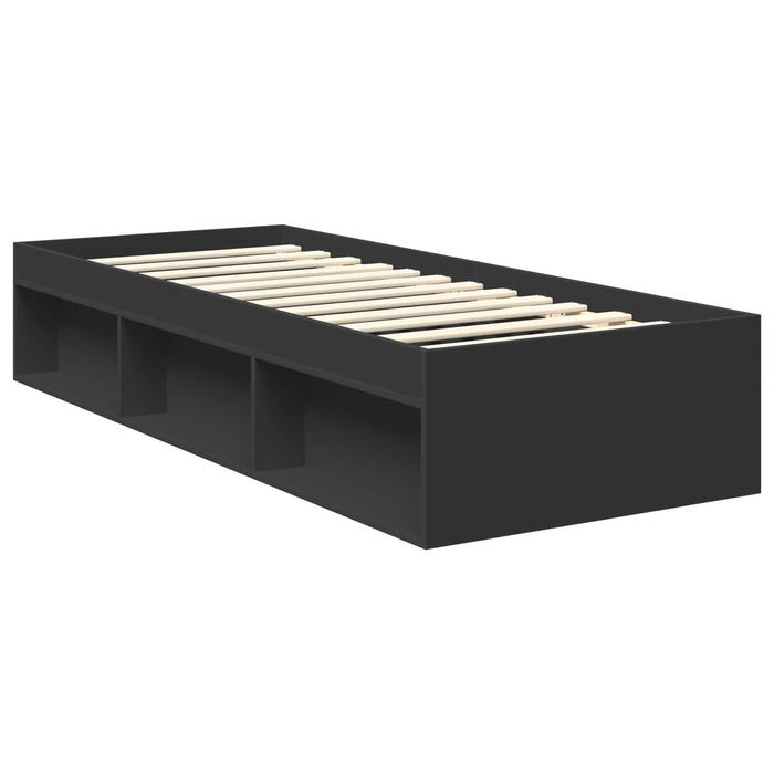 Cadru de pat cu headboard Negru 75 x 190 cm Lemn de pin masiv - WALTI WALTI