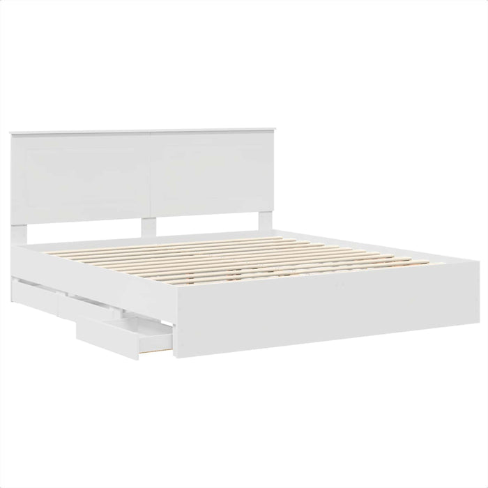 Cadru de pat cu sertar Alb 200 x 200 cm Lemn Ingineresc WALTI