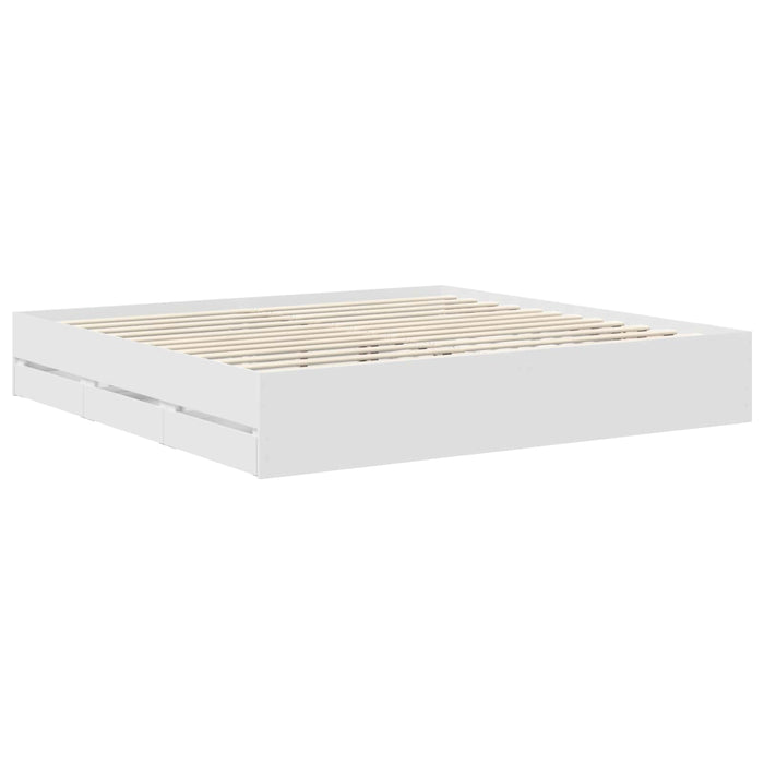 Cadru de pat cu sertar Alb 200 x 200 cm Lemn Ingineresc WALTI