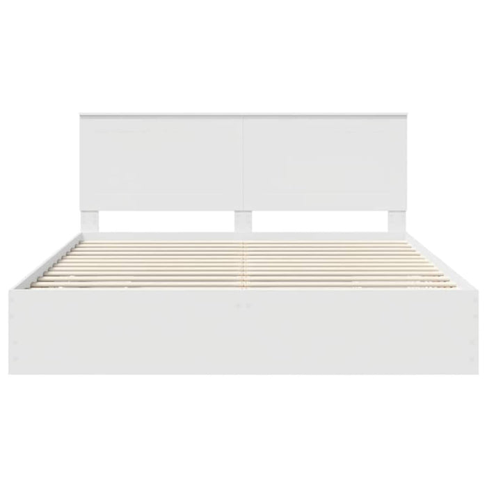 Cadru de pat cu sertar Alb 200 x 200 cm Lemn Ingineresc WALTI