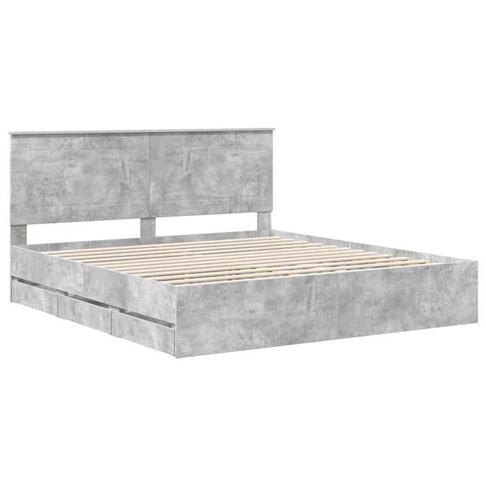 Cadru de pat Gri din beton 200 x 200 cm Lemn Ingineresc - WALTI WALTI