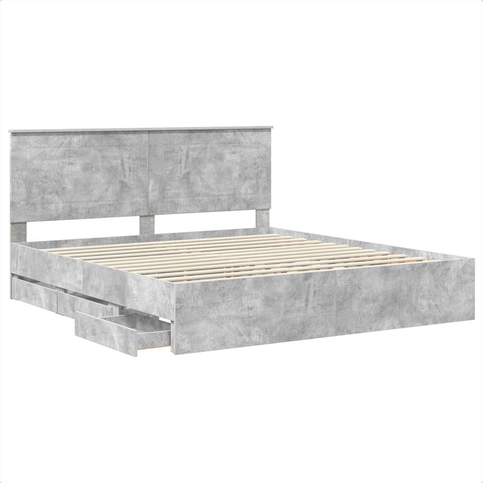 Cadru de pat Gri din beton 200 x 200 cm Lemn Ingineresc - WALTI WALTI