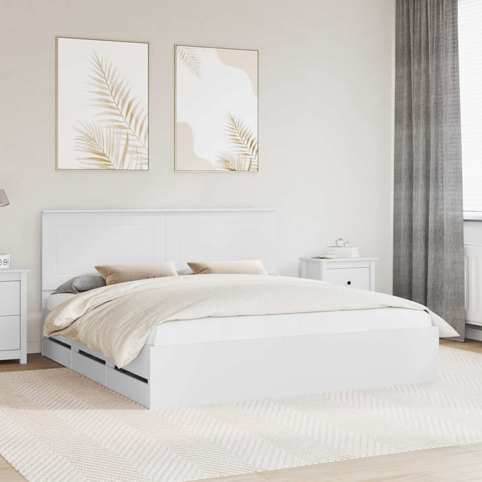 Cadru de pat cu sertar Alb 180 x 200 cm Lemn Ingineresc WALTI
