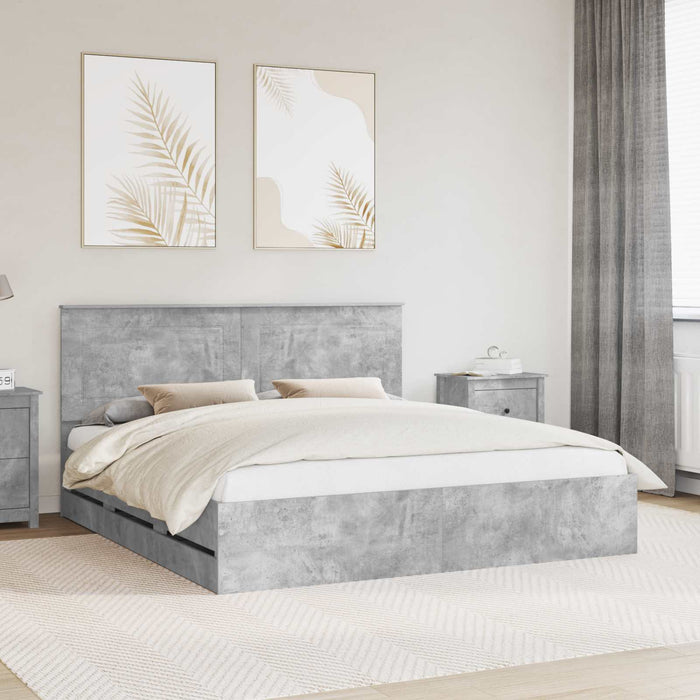 Cadru de pat Gri din beton 180 x 200 cm Lemn Ingineresc - WALTI WALTI
