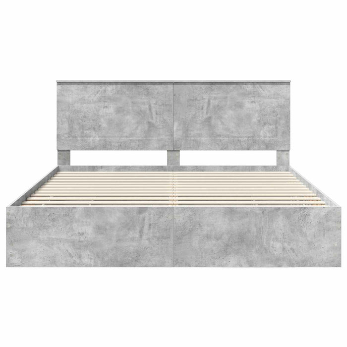 Cadru de pat Gri din beton 180 x 200 cm Lemn Ingineresc - WALTI WALTI