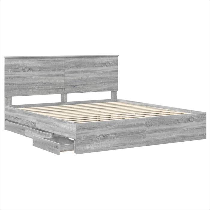 Cadru de pat cu sertar Gri Sonoma 180 x 200 cm Lemn Ingineresc - WALTI WALTI