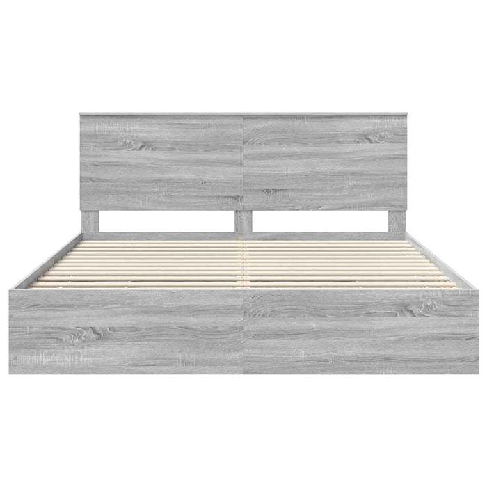 Cadru de pat cu sertar Gri Sonoma 180 x 200 cm Lemn Ingineresc - WALTI WALTI