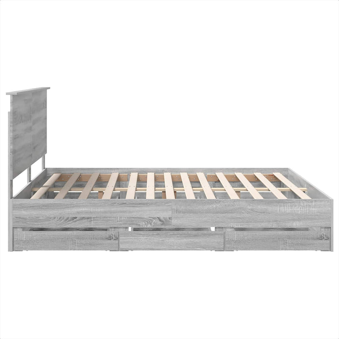 Cadru de pat cu sertar Gri Sonoma 180 x 200 cm Lemn Ingineresc - WALTI WALTI