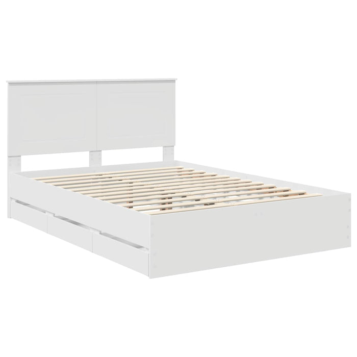 Cadru de pat cu sertar Alb 150 x 200 cm Lemn Ingineresc - WALTI WALTI