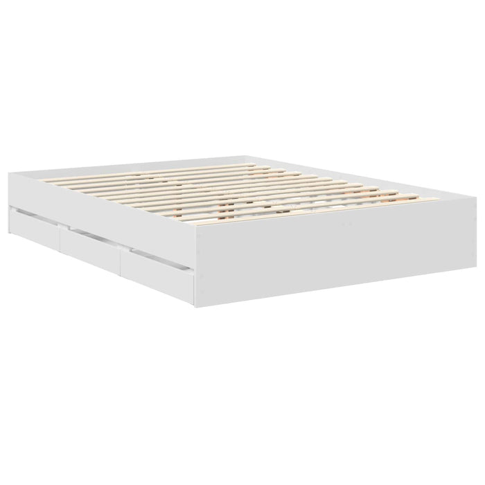 Cadru de pat cu sertar Alb 150 x 200 cm Lemn Ingineresc - WALTI WALTI