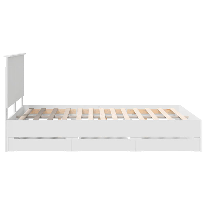 Cadru de pat cu sertar Alb 150 x 200 cm Lemn Ingineresc - WALTI WALTI