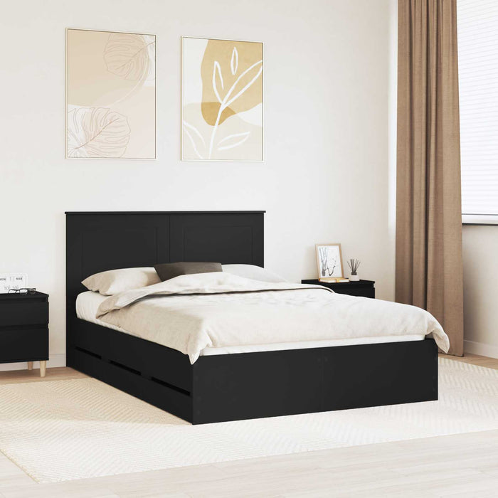 Cadru de pat cu sertar Negru 150 x 200 cm Lemn Ingineresc - WALTI WALTI