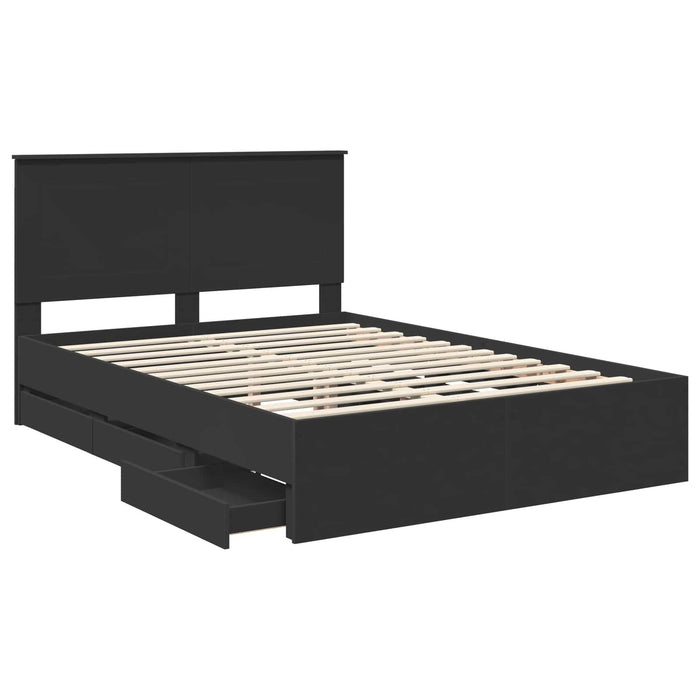 Cadru de pat cu sertar Negru 150 x 200 cm Lemn Ingineresc - WALTI WALTI