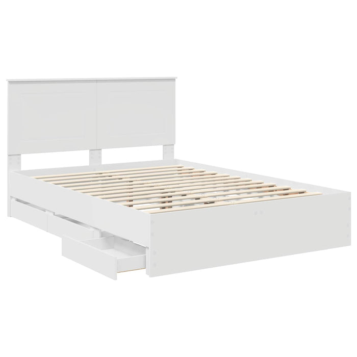 Cadru de pat cu sertar Alb 140 x 190 cm Lemn Ingineresc - WALTI WALTI