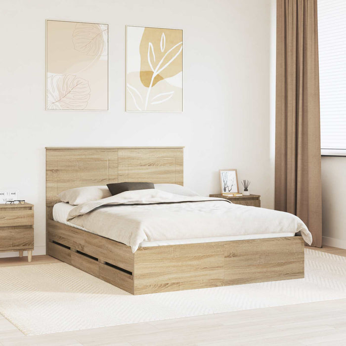 Cadru de pat Stejar Sonoma 140 x 190 cm Lemn Ingineresc WALTI