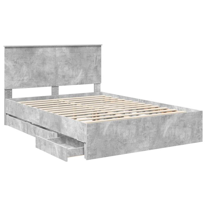 Cadru de pat Gri din beton 140 x 200 cm Lemn Ingineresc - WALTI WALTI