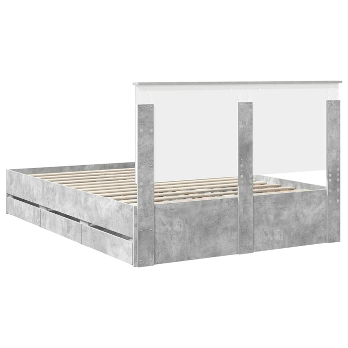 Cadru de pat Gri din beton 140 x 200 cm Lemn Ingineresc - WALTI WALTI