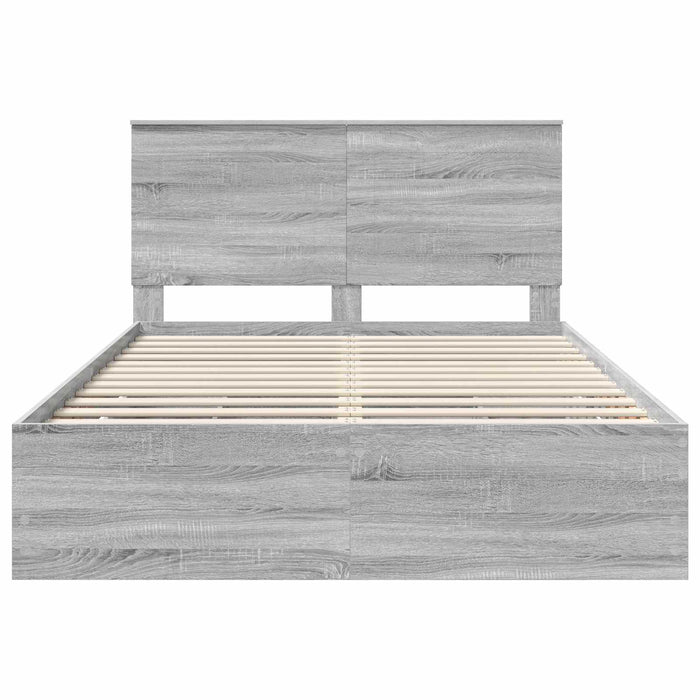 Cadru de pat cu sertar Gri Sonoma 140 x 200 cm Lemn Ingineresc - WALTI WALTI