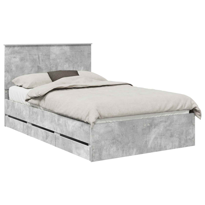 Cadru de pat Gri din beton 135 x 190 cm Lemn Ingineresc - WALTI WALTI