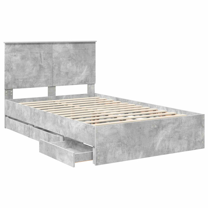 Cadru de pat Gri din beton 135 x 190 cm Lemn Ingineresc - WALTI WALTI