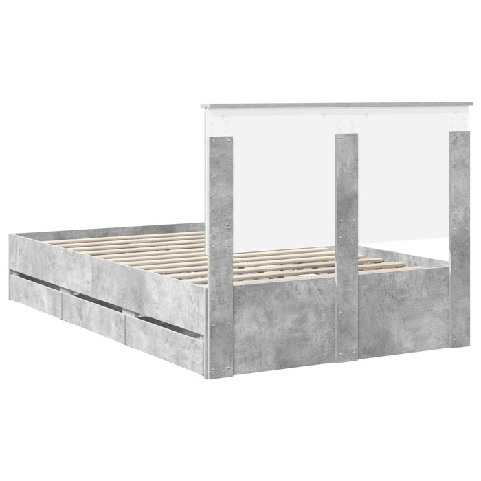 Cadru de pat Gri din beton 135 x 190 cm Lemn Ingineresc - WALTI WALTI