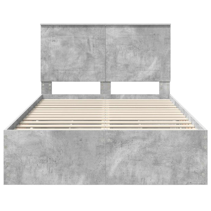 Cadru de pat Gri din beton 135 x 190 cm Lemn Ingineresc - WALTI WALTI