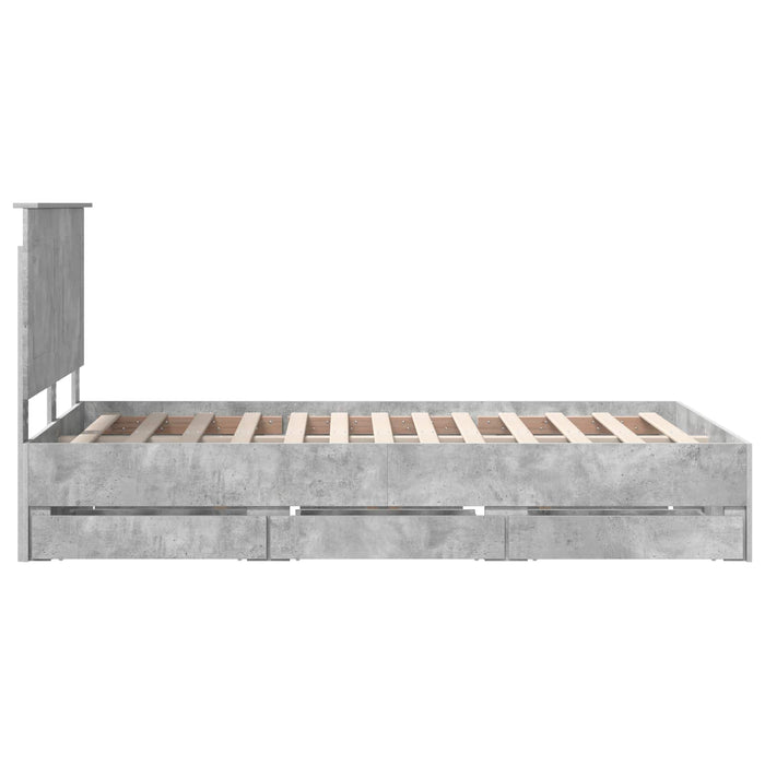 Cadru de pat Gri din beton 135 x 190 cm Lemn Ingineresc - WALTI WALTI