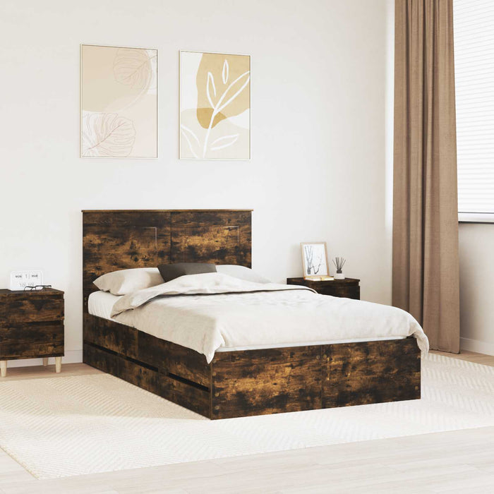Cadru de pat Stejar fumuriu 135 x 190 cm Lemn Ingineresc - WALTI WALTI