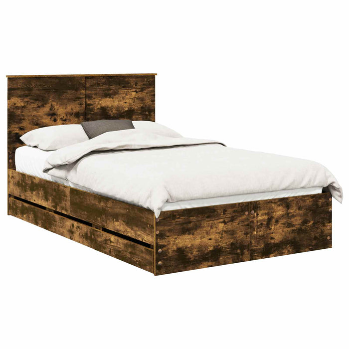 Cadru de pat Stejar fumuriu 135 x 190 cm Lemn Ingineresc - WALTI WALTI
