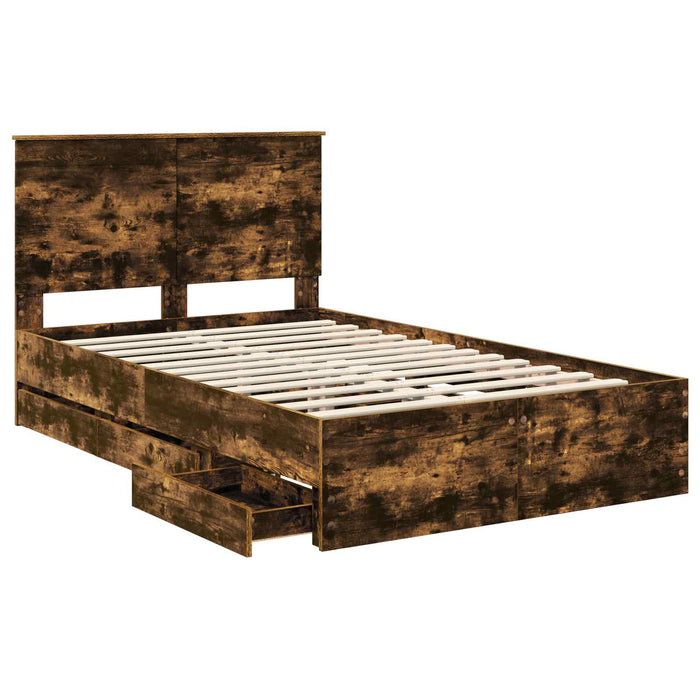 Cadru de pat Stejar fumuriu 135 x 190 cm Lemn Ingineresc - WALTI WALTI