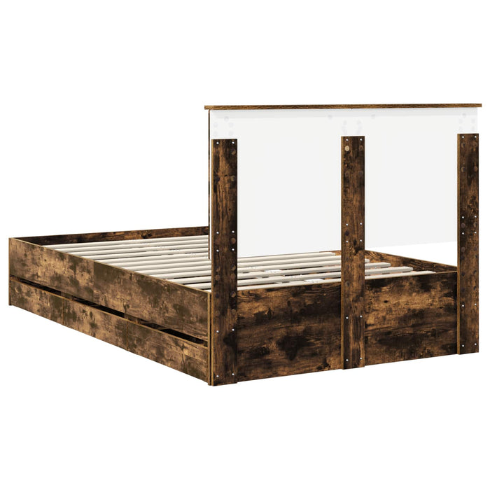Cadru de pat Stejar fumuriu 135 x 190 cm Lemn Ingineresc - WALTI WALTI