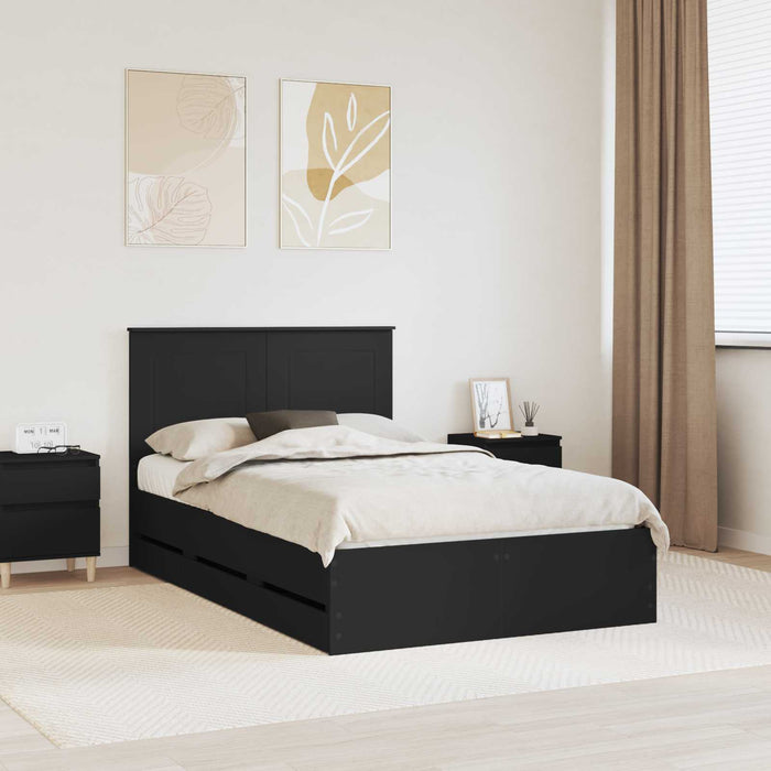 Cadru de pat cu sertar Negru 120 x 190 cm Lemn Ingineresc WALTI