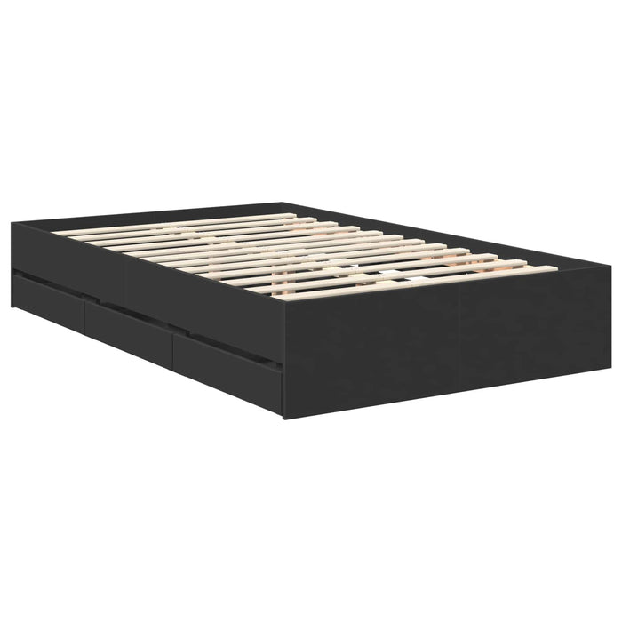 Cadru de pat cu sertar Negru 120 x 190 cm Lemn Ingineresc WALTI
