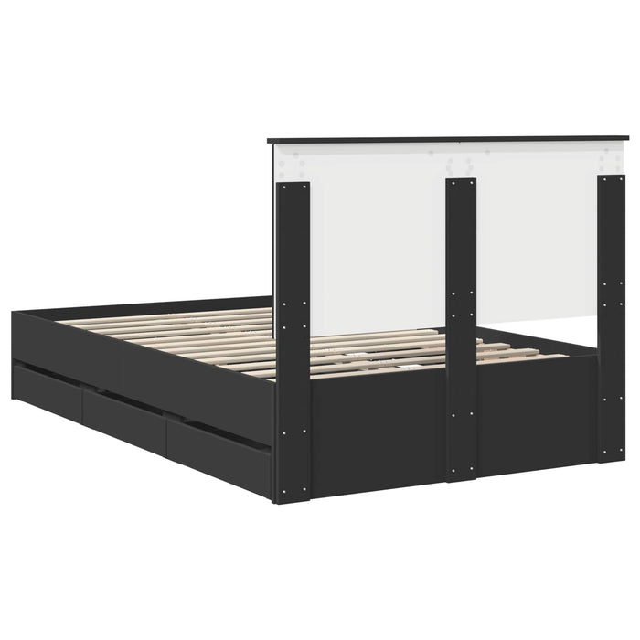 Cadru de pat cu sertar Negru 120 x 190 cm Lemn Ingineresc WALTI