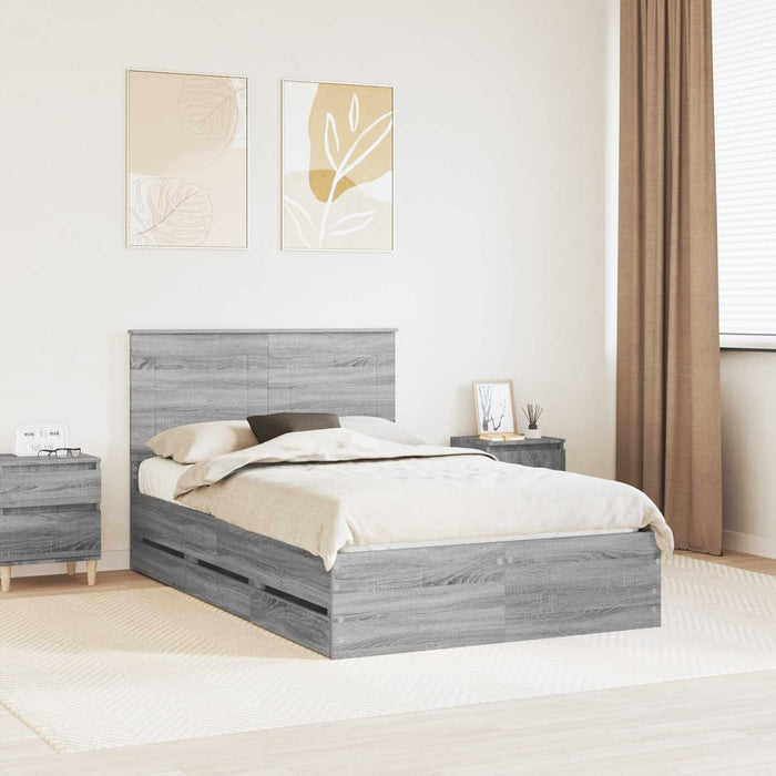 Cadru de pat cu sertar Gri Sonoma 120 x 190 cm Lemn Ingineresc - WALTI WALTI