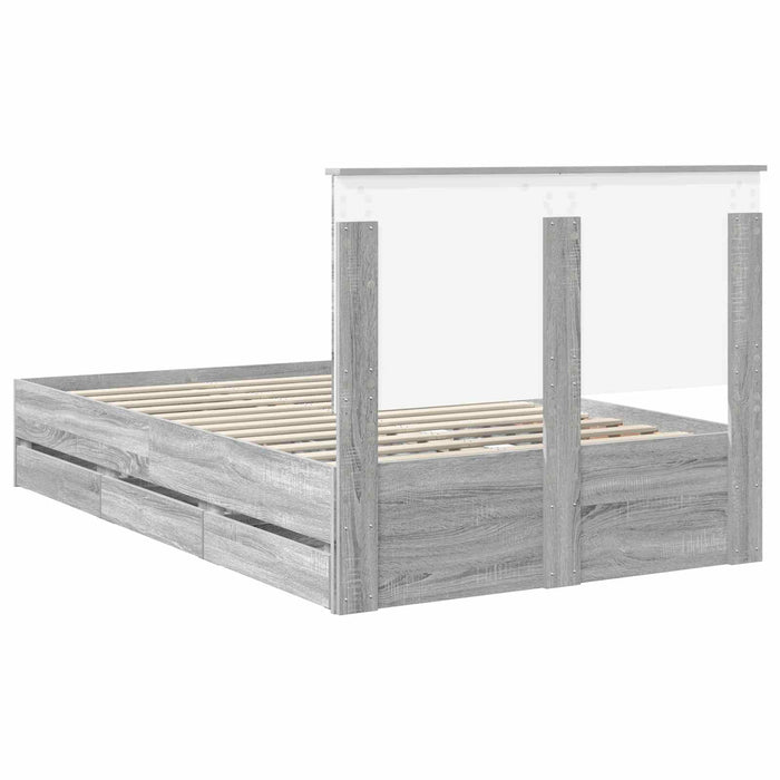 Cadru de pat cu sertar Gri Sonoma 120 x 190 cm Lemn Ingineresc - WALTI WALTI