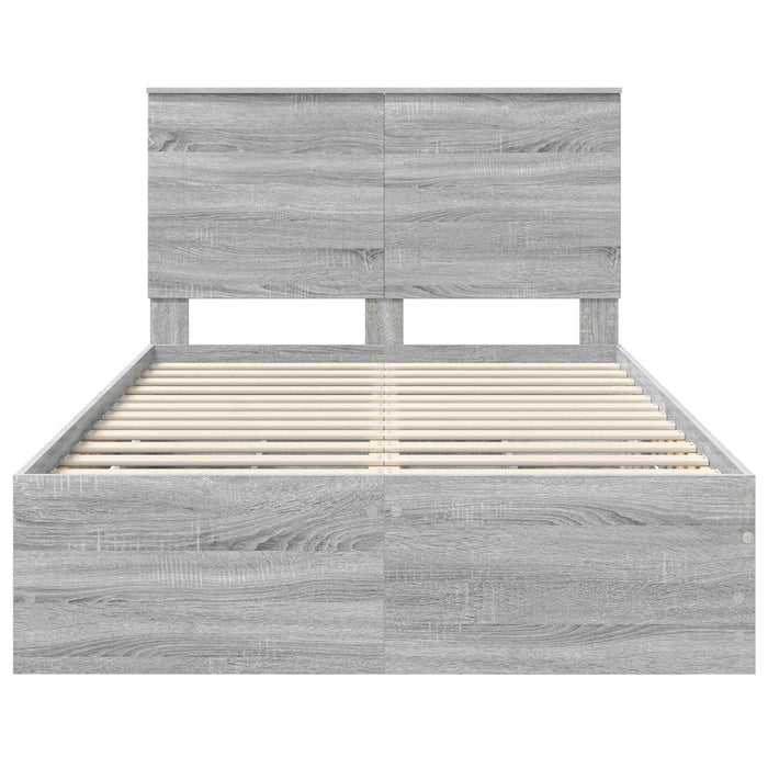 Cadru de pat cu sertar Gri Sonoma 120 x 190 cm Lemn Ingineresc - WALTI WALTI