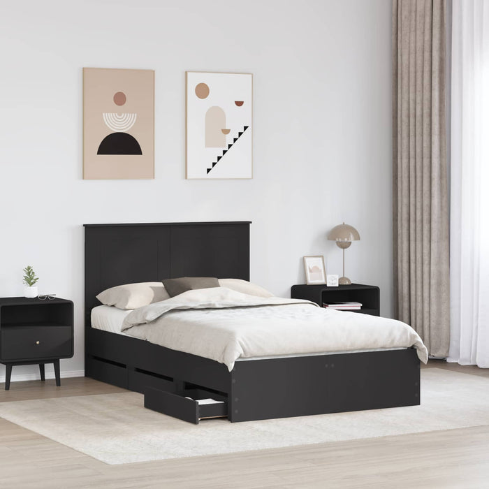 Cadru de pat cu sertar Negru 120 x 200 cm Lemn Ingineresc - WALTI WALTI