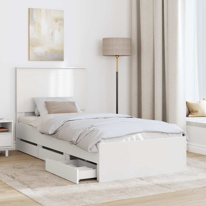 Cadru de pat cu sertar Alb 100 x 200 cm Lemn Ingineresc - WALTI WALTI