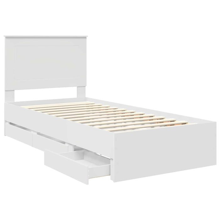 Cadru de pat cu sertar Alb 100 x 200 cm Lemn Ingineresc - WALTI WALTI