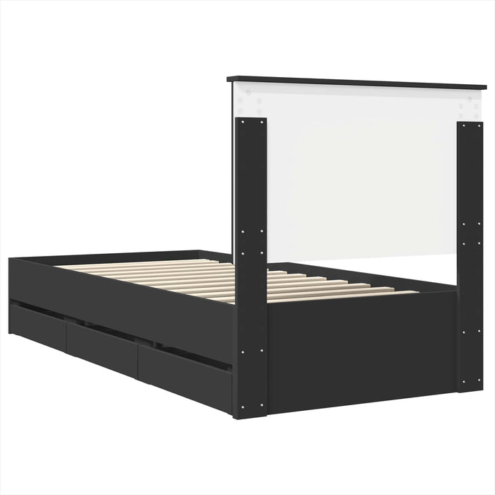 Cadru de pat cu sertar Negru 100 x 200 cm Lemn Ingineresc - WALTI WALTI