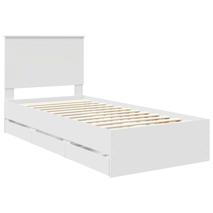 Cadru de pat cu sertar Alb 90 x 190 cm Lemn Ingineresc - WALTI WALTI