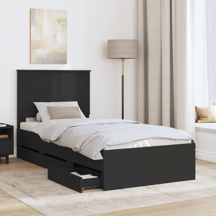 Cadru de pat cu sertar Negru 90 x 190 cm Lemn Ingineresc - WALTI WALTI